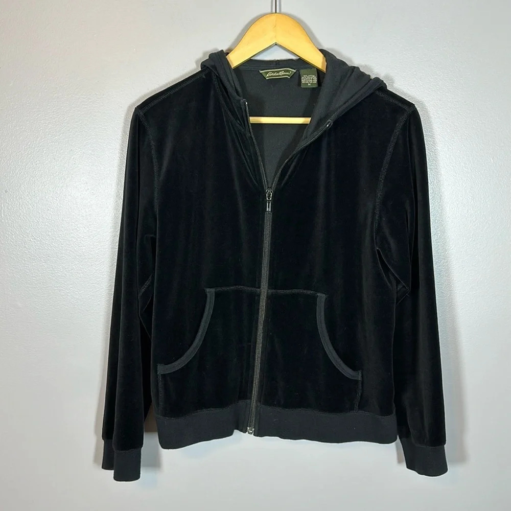 Eddie Bauer Velour Zip Up Jacket Womens Size Medium